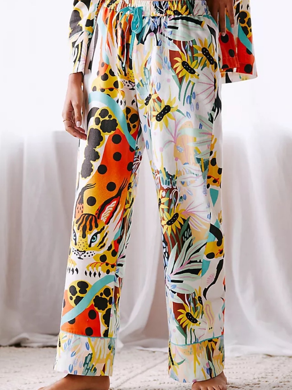 Marcos Navarro for Anthropologie Multicolor Tropical Tiger Print Pajama Pants